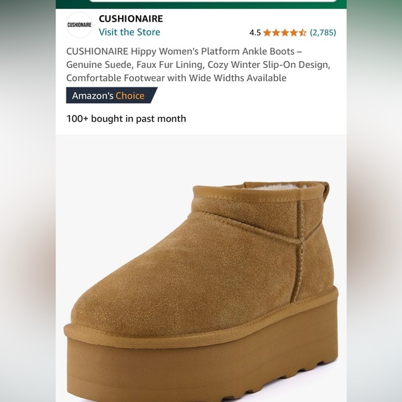 Chestnut brown platform fur boots size 9 - Picture 4 of 4